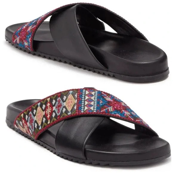Johnny Was Beatriz Slip On Embroidered Sandal Shoes Italy Size 37 - Picture 1 of 10